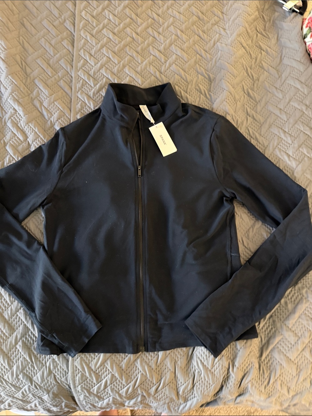 SPANX Black Zip-Front Athletic Jacket
